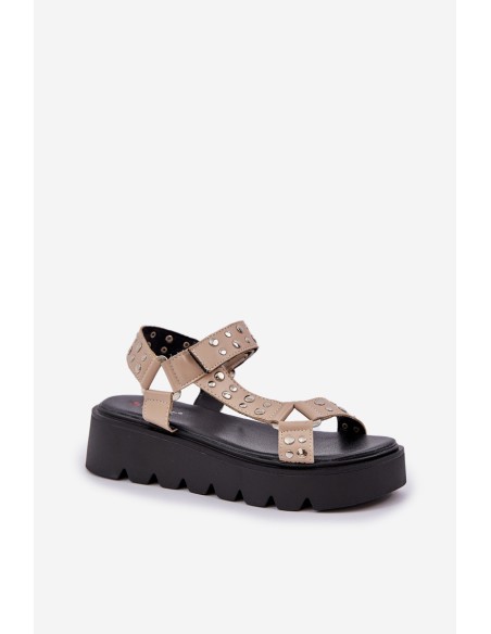 Embellished sandals on platform beige Tatellia