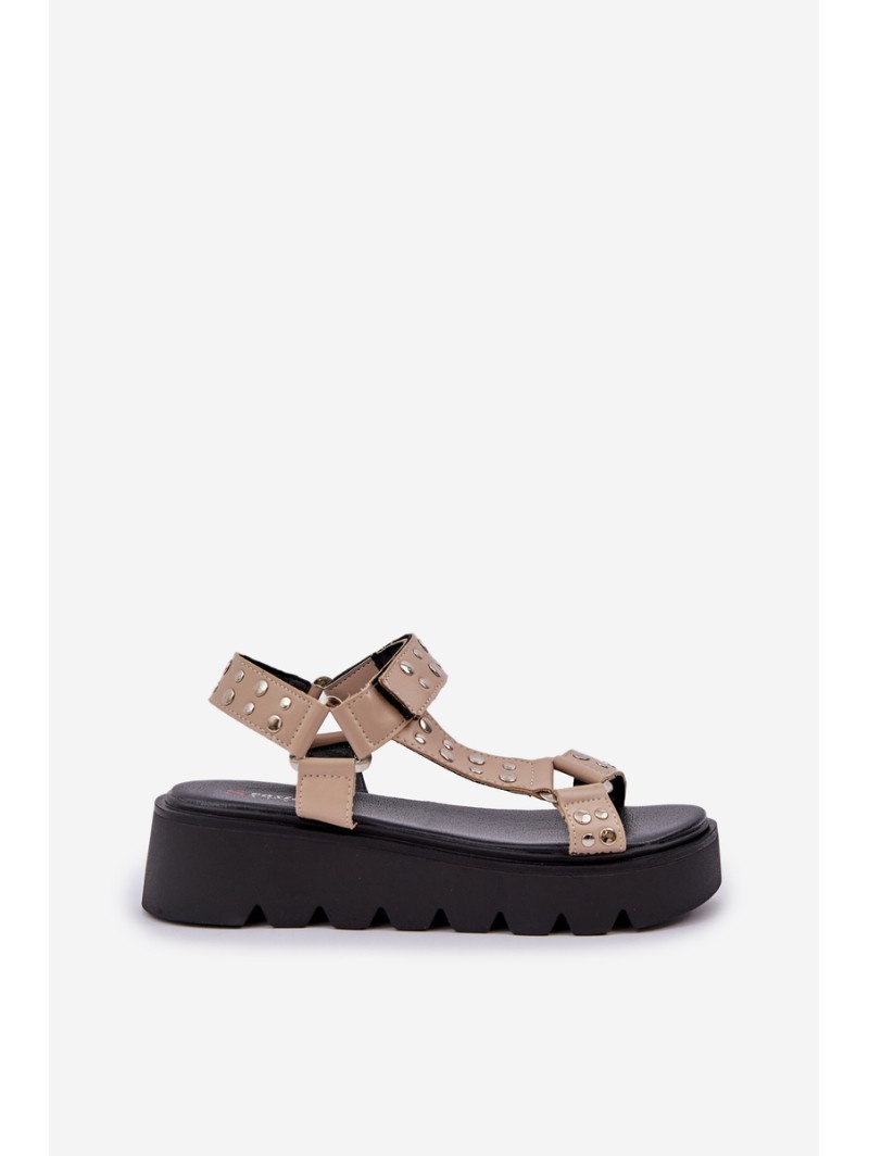 Embellished sandals on platform beige Tatellia