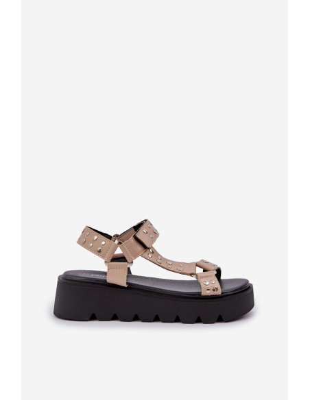 Embellished sandals on platform beige Tatellia