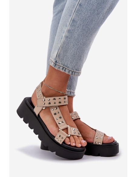 Embellished sandals on platform beige Tatellia