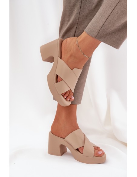 Light Heels Made Of Eco Leather Light Beige Kacaria