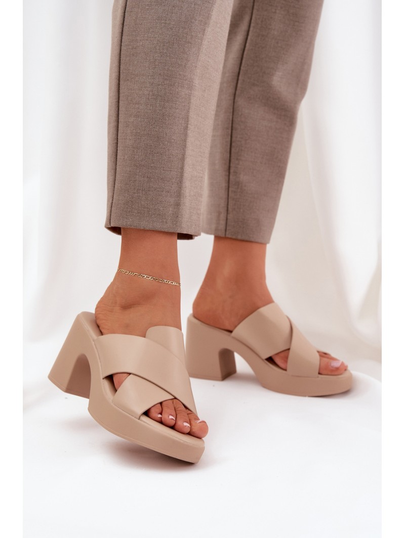 Light Heels Made Of Eco Leather Light Beige Kacaria
