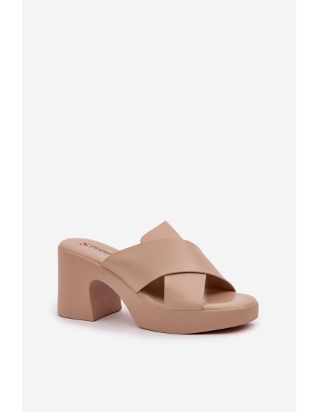 Light Heels Made Of Eco Leather Light Beige Kacaria