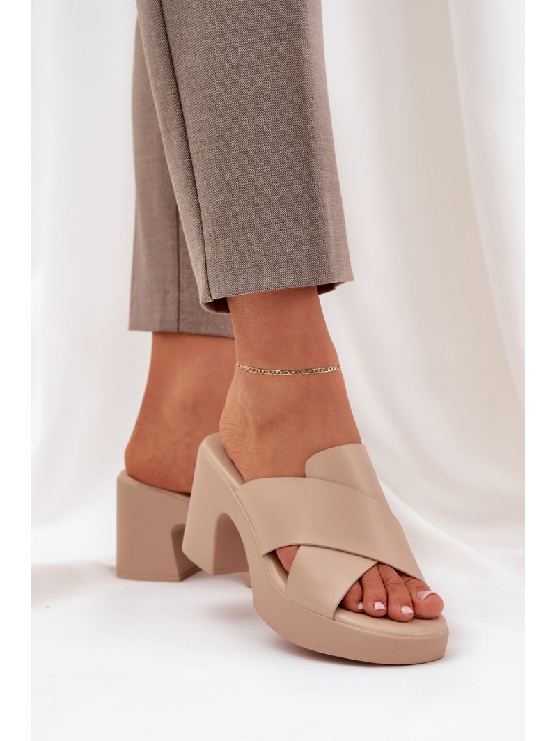 Light Heels Made Of Eco Leather Light Beige Kacaria