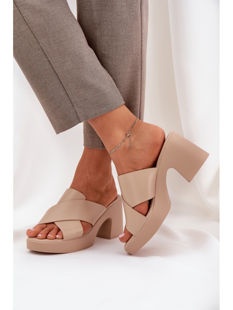 Light Heels Made Of Eco Leather Light Beige Kacaria