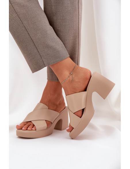 Light Heels Made Of Eco Leather Light Beige Kacaria