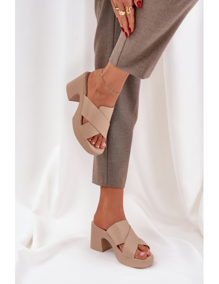 Light Heels Made Of Eco Leather Light Beige Kacaria