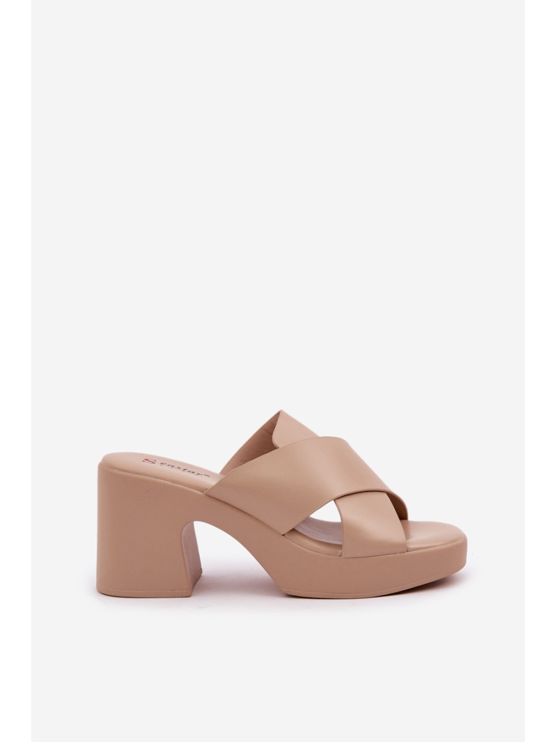 Light Heels Made Of Eco Leather Light Beige Kacaria