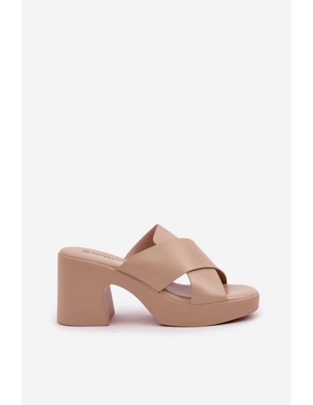 Light Heels Made Of Eco Leather Light Beige Kacaria