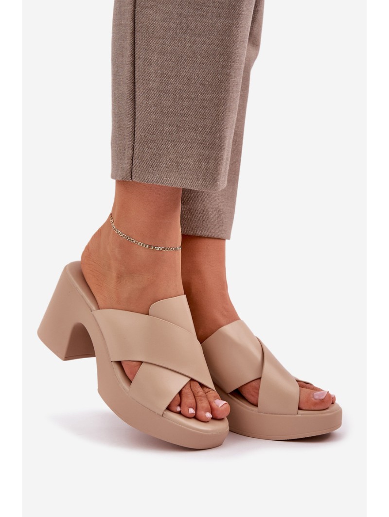 Light Heels Made Of Eco Leather Light Beige Kacaria