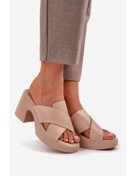 Light Heels Made Of Eco Leather Light Beige Kacaria