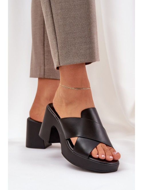 Light Block Heels Made Of Eco Leather Black Kacaria 2