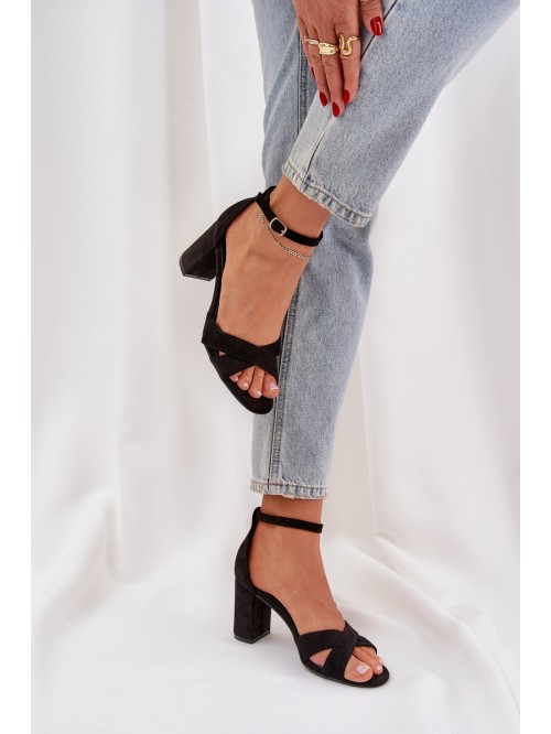 Block Heel Sandals Made Of Eco Suede Black Saniffia