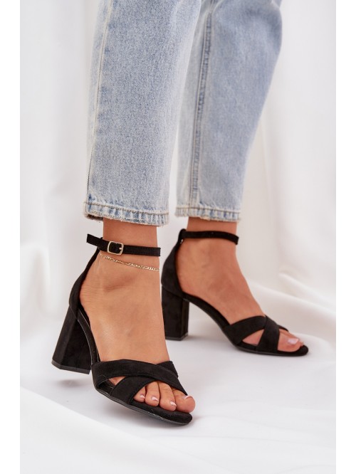 Block Heel Sandals Made Of Eco Suede Black Saniffia 2