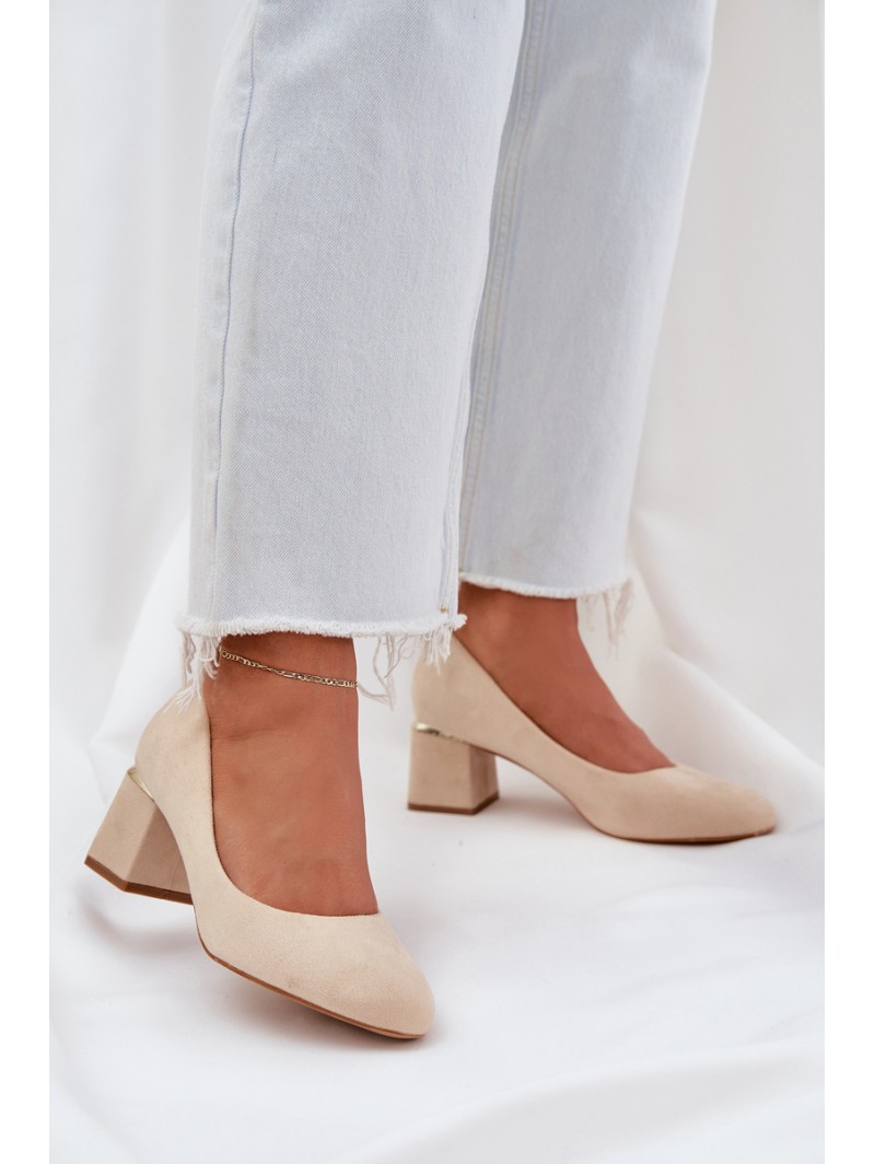 Eco Suede Heels On A Heel Beige Veniffia