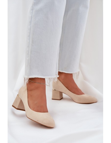 Eco Suede Heels On A Heel Beige Veniffia