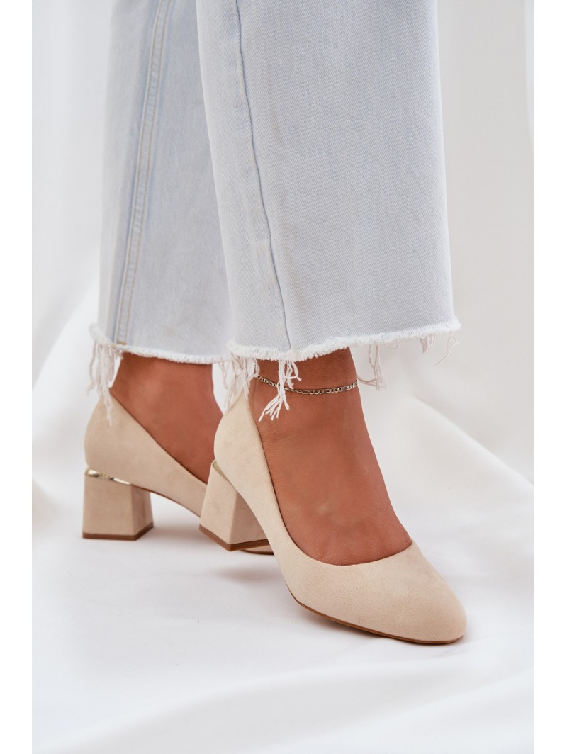 Eco Suede Heels On A Heel Beige Veniffia