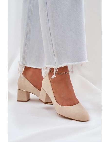 Eco Suede Heels On A Heel Beige Veniffia