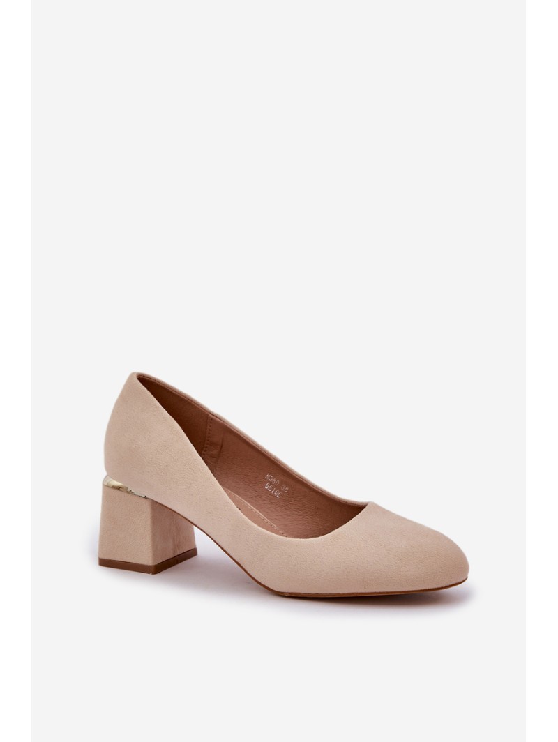 Eco Suede Heels On A Heel Beige Veniffia