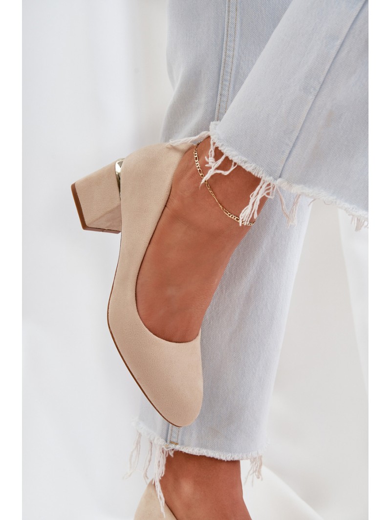 Eco Suede Heels On A Heel Beige Veniffia