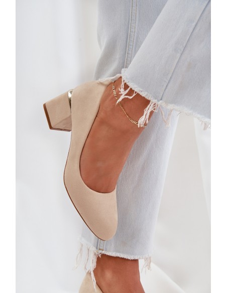 Eco Suede Heels On A Heel Beige Veniffia