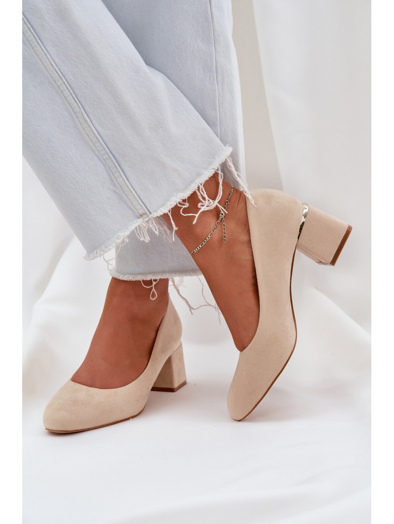 Eco Suede Heels On A Heel Beige Veniffia