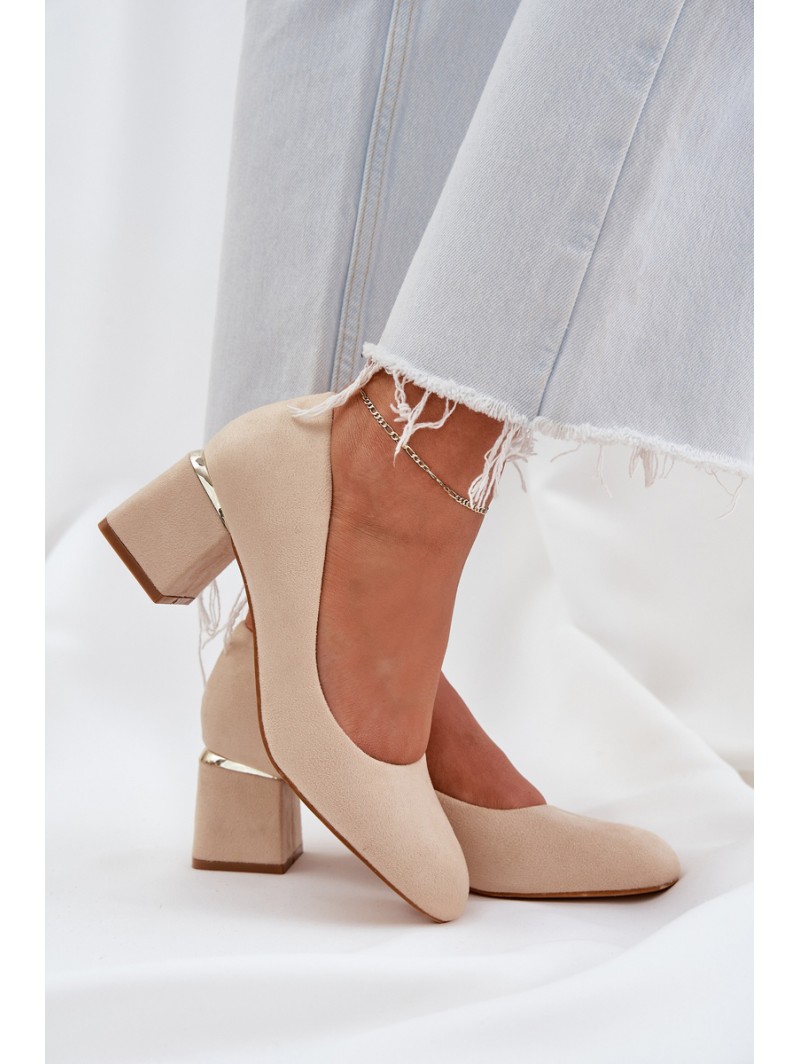 Eco Suede Heels On A Heel Beige Veniffia