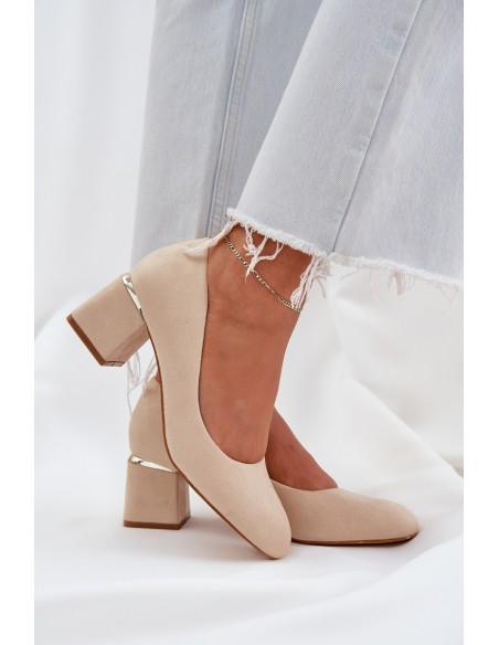 Eco Suede Heels On A Heel Beige Veniffia