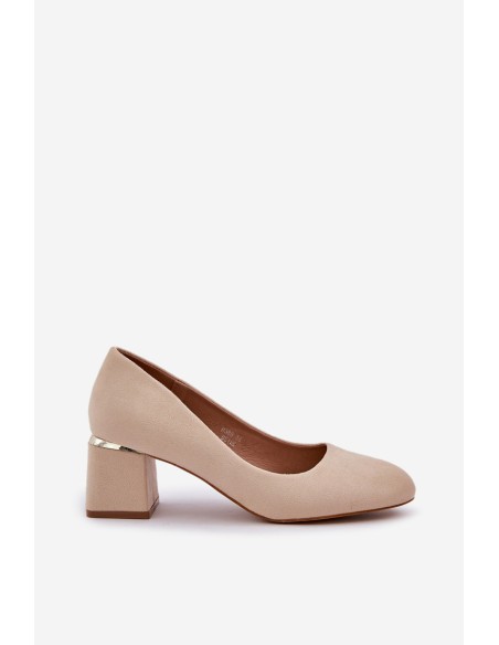 Eco Suede Heels On A Heel Beige Veniffia