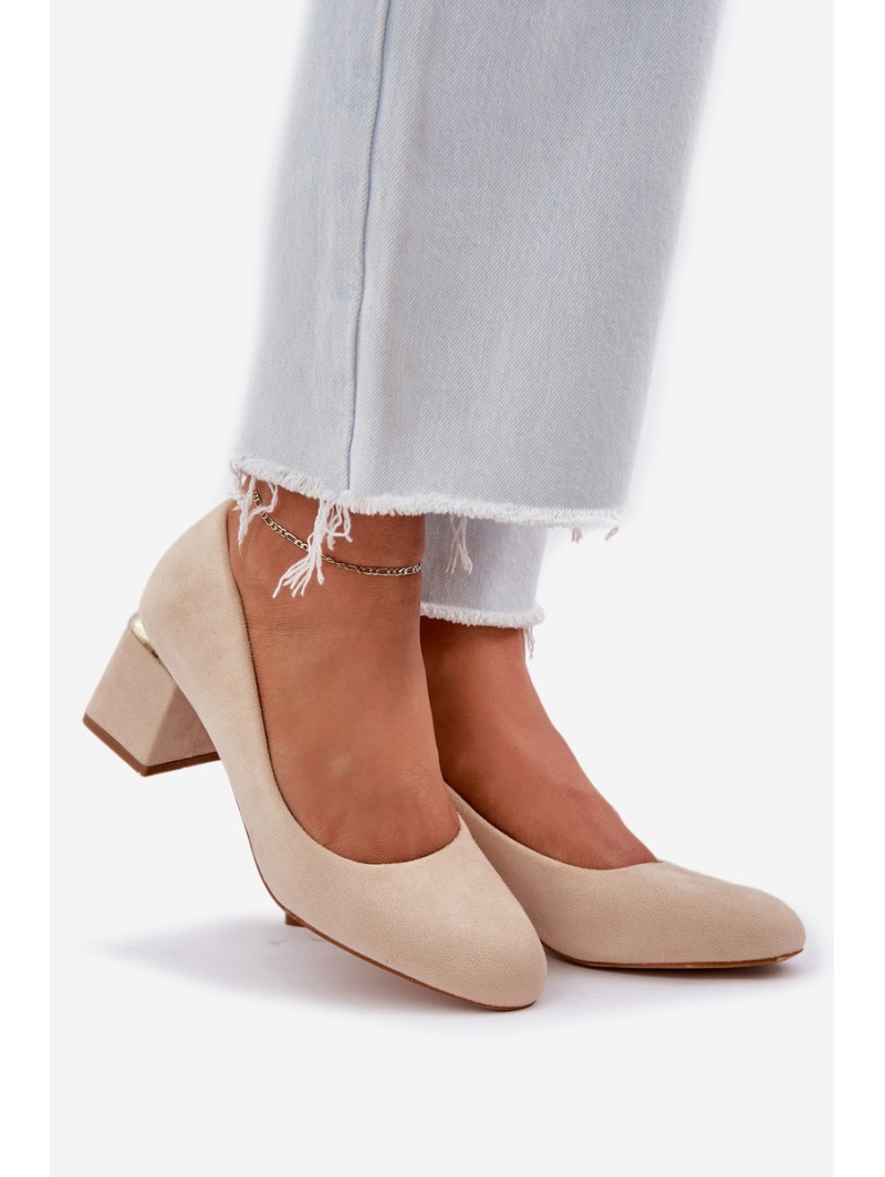 Eco Suede Heels On A Heel Beige Veniffia