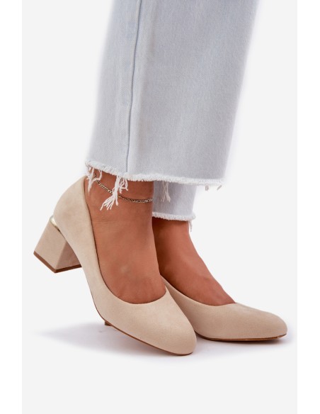 Eco Suede Heels On A Heel Beige Veniffia