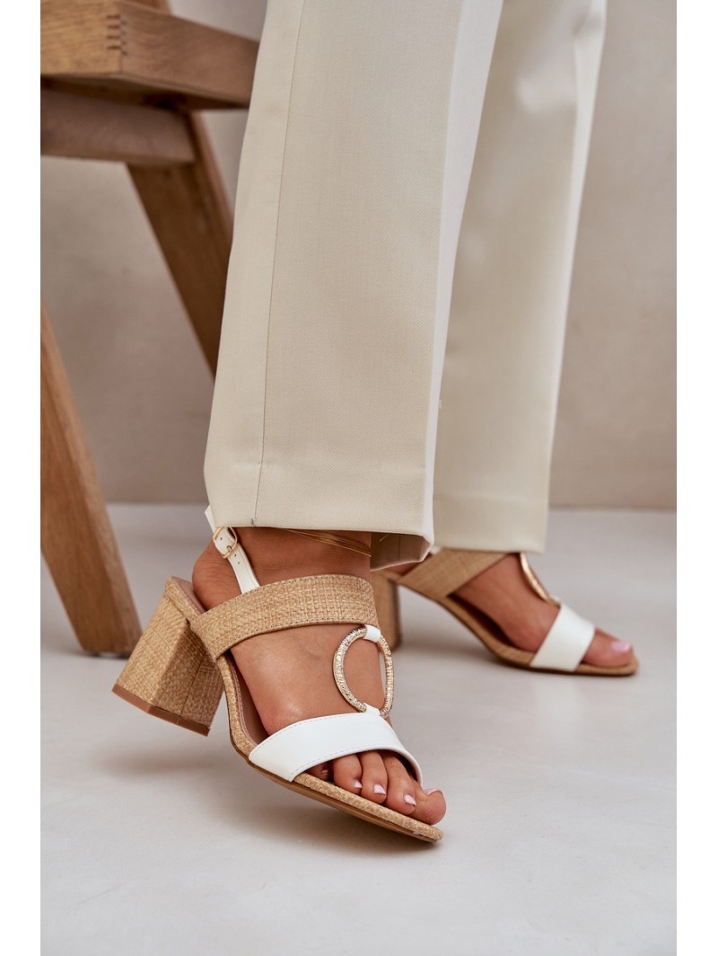 Block Heel sandalai White-Beige Afleeria