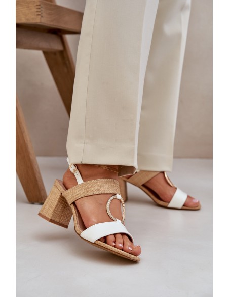 Block Heel sandalai White-Beige Afleeria