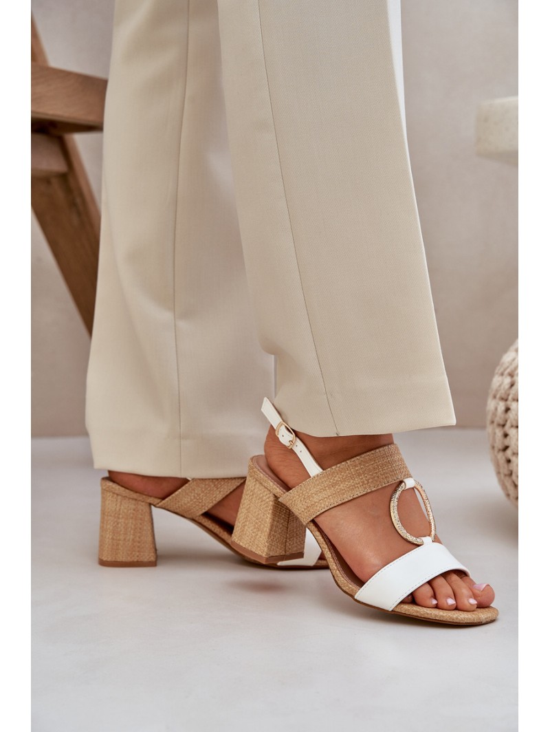 Block Heel sandalai White-Beige Afleeria