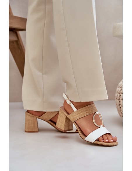 Block Heel sandalai White-Beige Afleeria