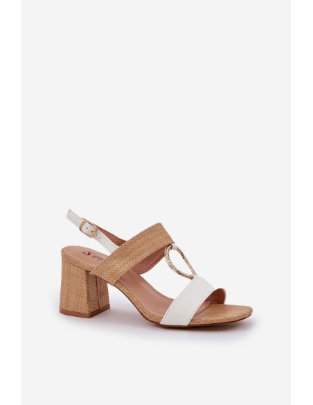 Block Heel sandalai White-Beige Afleeria