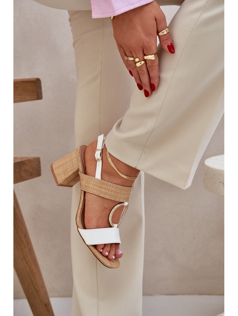 Block Heel sandalai White-Beige Afleeria