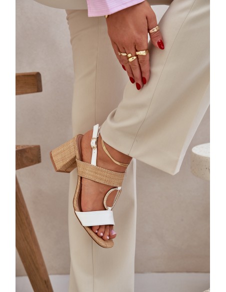 Block Heel sandalai White-Beige Afleeria