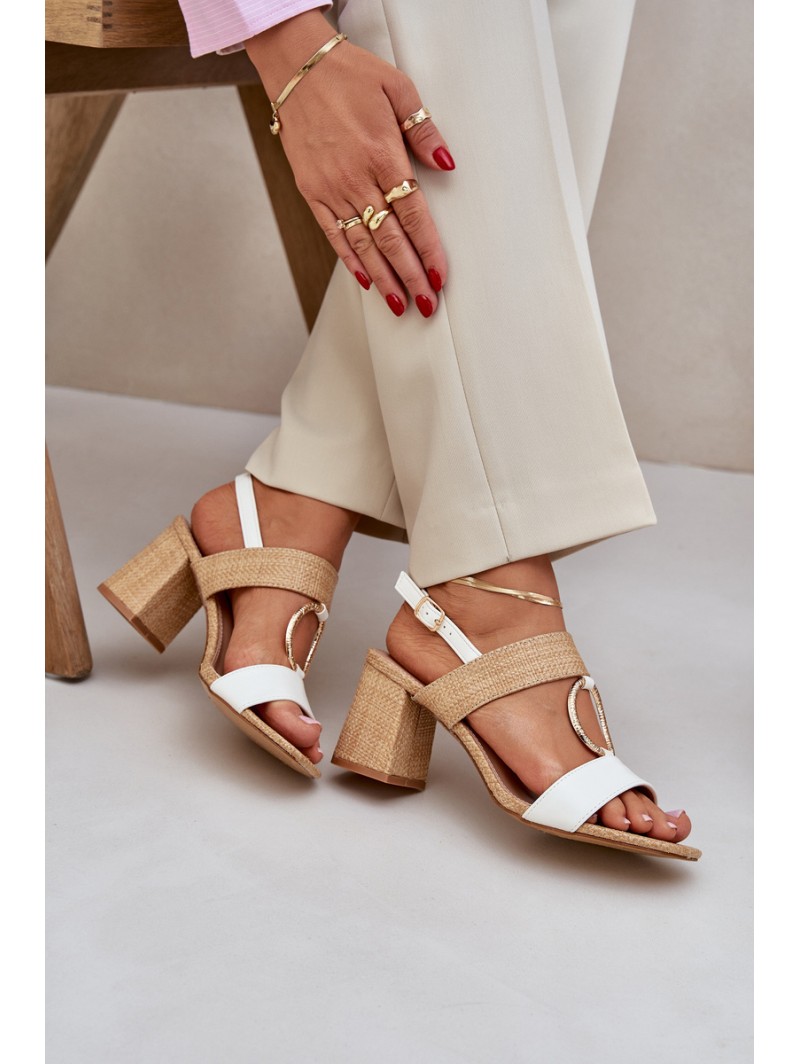 Block Heel sandalai White-Beige Afleeria