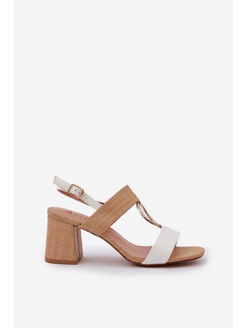 Block Heel sandalai White-Beige Afleeria