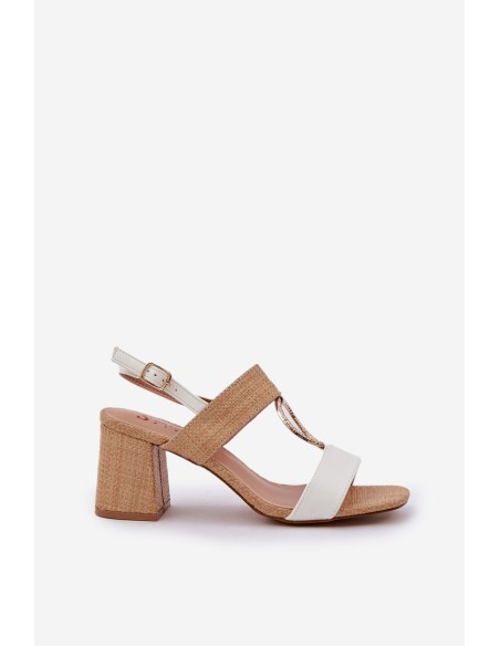 Block Heel sandalai White-Beige Afleeria