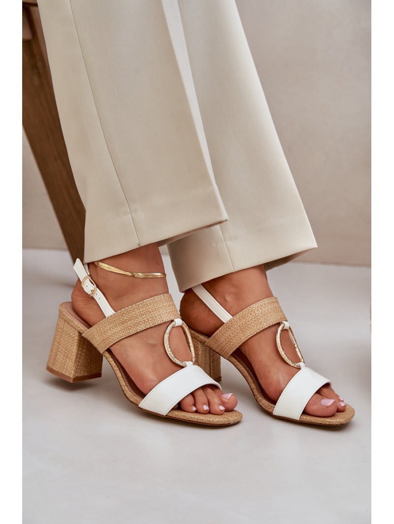 Block Heel sandalai White-Beige Afleeria