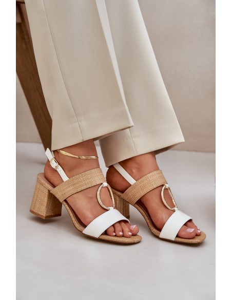 Block Heel sandalai White-Beige Afleeria