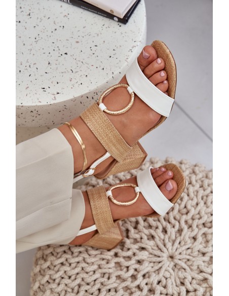 Block Heel sandalai White-Beige Afleeria