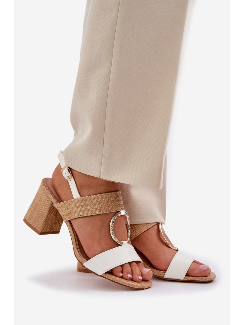 Block Heel sandalai White-Beige Afleeria