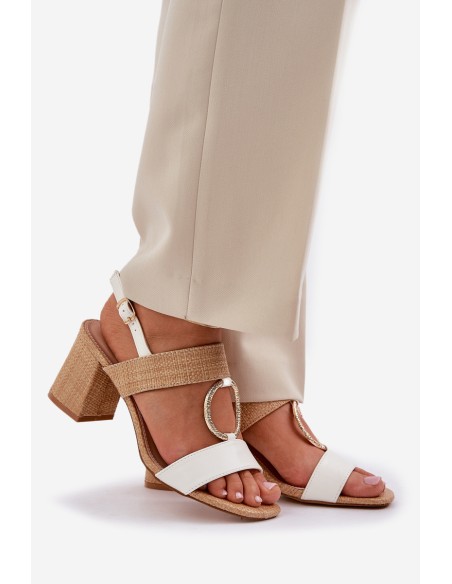 Block Heel sandalai White-Beige Afleeria