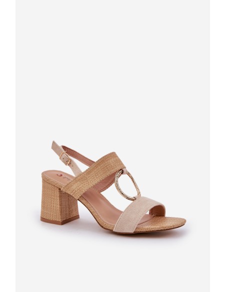 Block Heel Sandalai Beige Afleeria