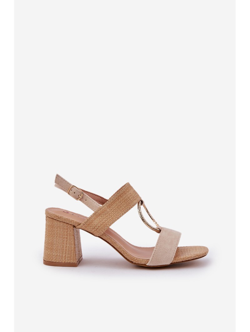 Block Heel Sandalai Beige Afleeria