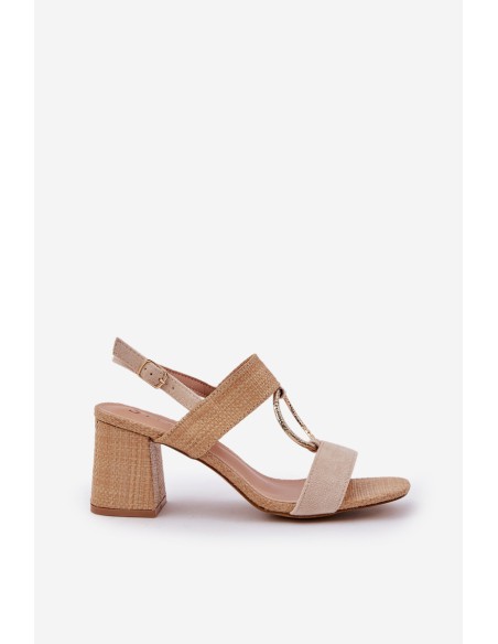 Block Heel Sandalai Beige Afleeria