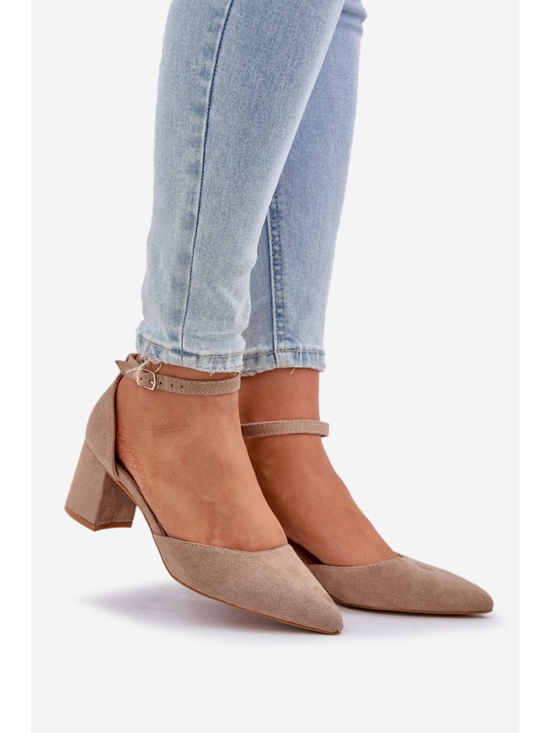 Suede Heels On A Heel Dark Beige Promise